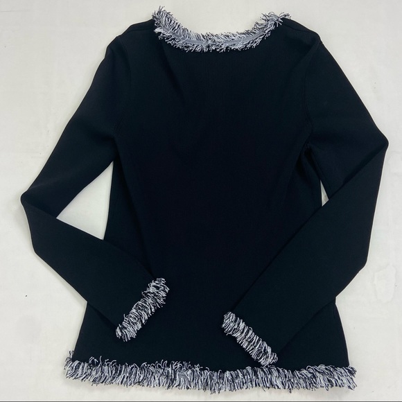 Cachet black knit fringe zip jacket cardigan. M - Picture 6 of 11